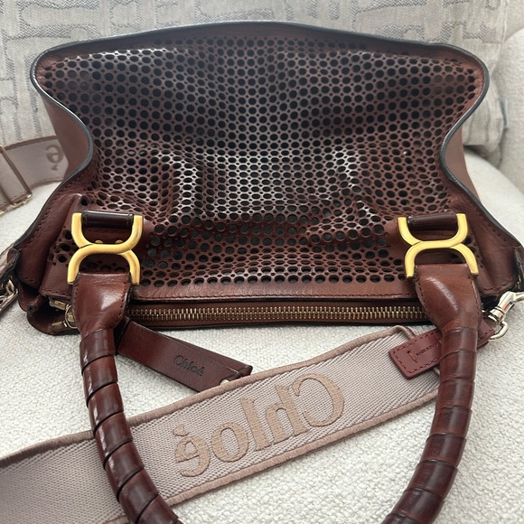 RARE Auth Chloe Medium Marcie perforated crossbody satchel handbag - Picture 8 of 10